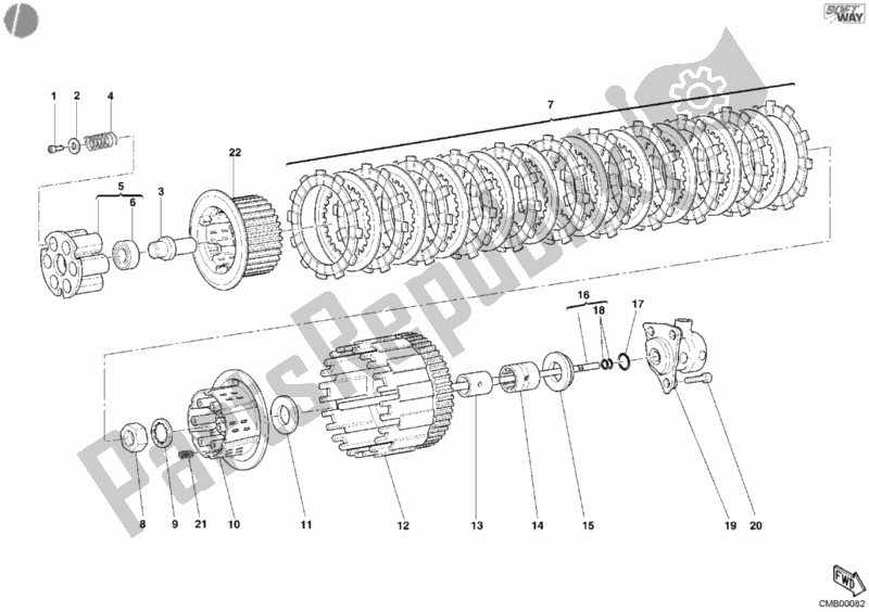 Todas as partes de Embreagem do Ducati Monster 620 Dark 2005